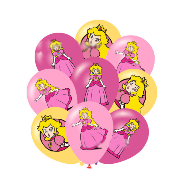 Peach Princess tema födelsedagsfest dekoration ballonger Banner