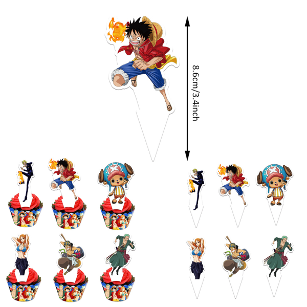 ONE PIECE tema födelsedagsfest tillbehör Ballong Banner Cake Toppers Dekor Ny