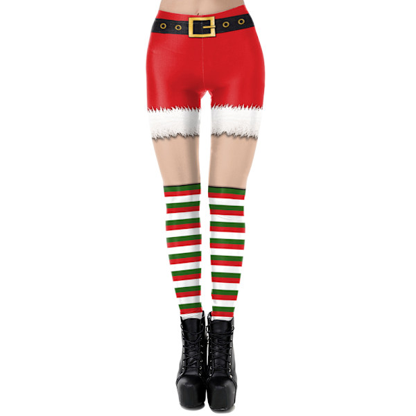 Julbyxor för kvinnor med 3D-tecknad tryck, sportig och avslappnad, perfekt present C XL