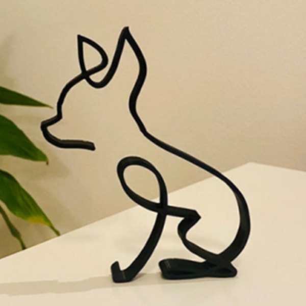 Modern abstrakt minimalistisk metall hundskulptur dekor prydnader Chihuahua