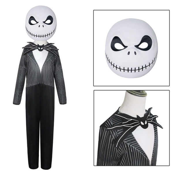 Halloween Skelett Jake Theme Boy Jumpsuit Cosplay kostym L