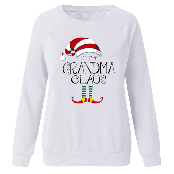 Jule Kvinder langærmet T-shirt pullover løs afslappet gave white M