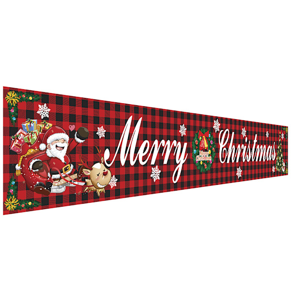 Glad Jul Banner Cartoon Rutmönster Utomhus Röd Rutmönster Dekoration D