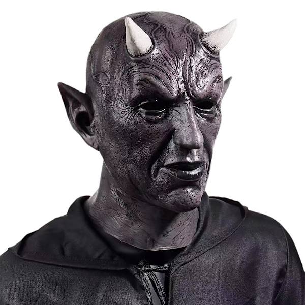 Läskig demonmask för Halloween, Thanksgiving och juldekorationer - Högkvalitativt latex för en autentisk skräcklook Grey