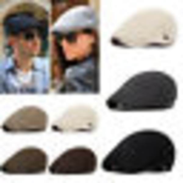 Retro Gatsby Keps för Herrar - Golf, Körning, Cabbie, Baker, Flat Hat light khaki