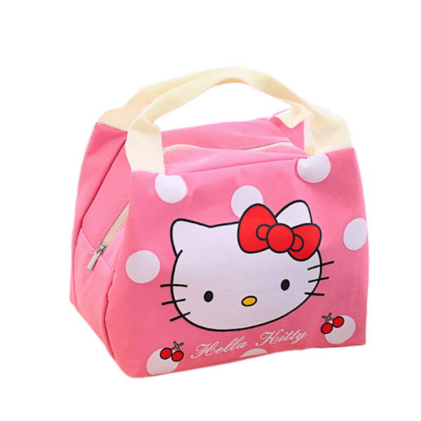 Cartoon Lunch Bag Isolerad Andningsbar Läckagesäker Termisk Återanvändbar Tote för Vuxna Barn Pink Cat