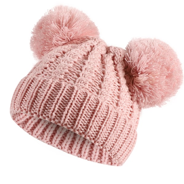 Baby Mickey Mouse Beanie Stickad Vintermössa Söt Dubbel Popehatt Pink