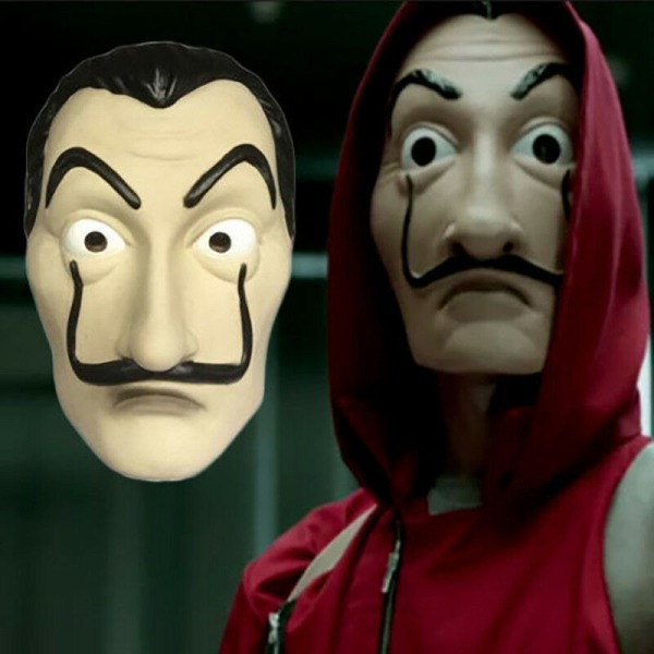 Salvador Dali La Casa De Papel Cosplay Money Heist Jumpsuit Mask FaceMask OneSize