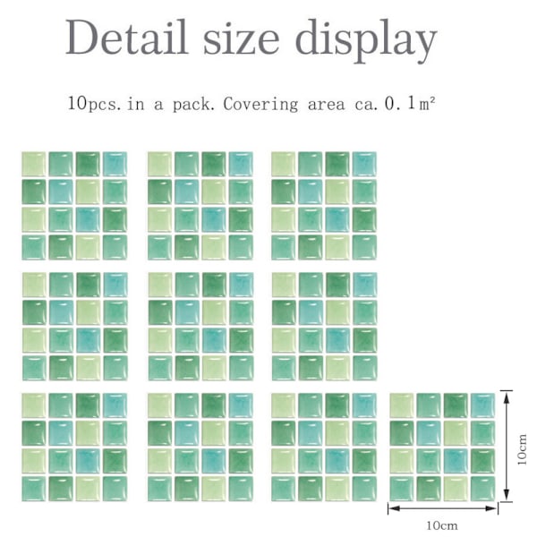 90-pack DIY Mosaikplattor Väggdekal Vattentät Heminredning D 90PCS