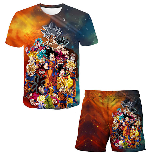 Dragon Ball Barn Pojkar Nattkläder Kortärmad T-shirts Toppar Shorts Sommar Outfit Sovkläder Pyjamas Set #5 110cm