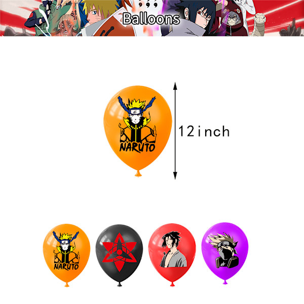 Glade bursdag Naruto ballonger banner sett festdekorasjon for barn