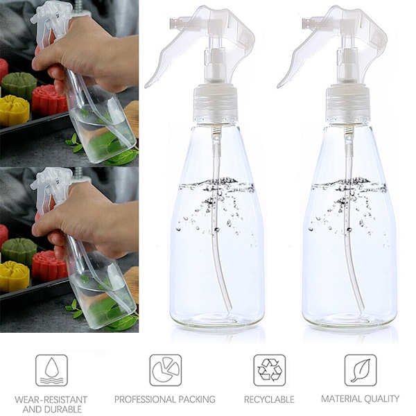 3 stk. Små klare sprayflasker i plastik til vanding og rengøring, håndholdte 200ml 3pcs