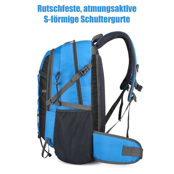 Vandringsryggsäck, 36-55L Trekkingryggsäck, Vattentät Utomhusryggsäck, Reseryggsäck, för Sport, Cykling, Klättring, Bergsklättring Sky Blue