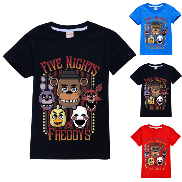 Barn Pojkar Flickor FNAF Fem nätter på Freddys T-shirt Top Kortärmad T-shirt Sommar Black 160cm