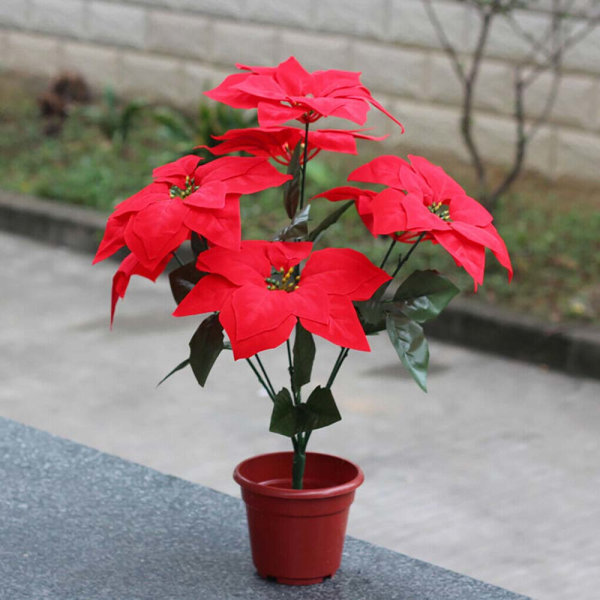 Julblommor, 5 grenar, konstnärlig blomma, festdekorationer för hemmet A-5branch