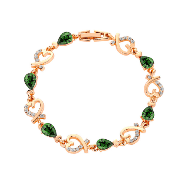 Kvinnor Armband 18K Multi-Gemstone och Diamond Armband för flickor Green