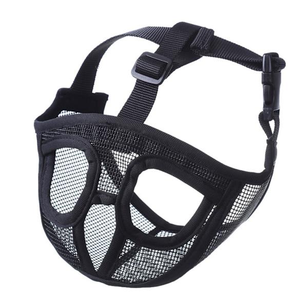 Snout Dog Nosparti, Andningsbar Mesh, Plat Nosparti, Bulldog Mask, Munskydd Black L