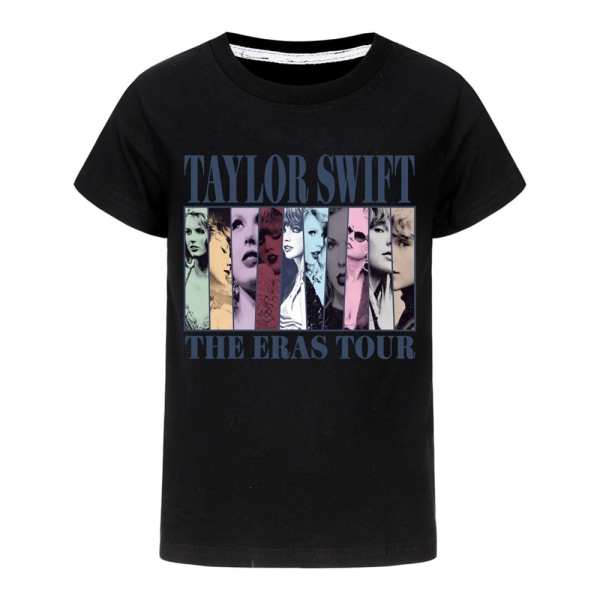 Barn Taylor Swiftie kortärmad T-shirt Nyhet Ny T-tröja Julfödelsedagspresent Black 160cm