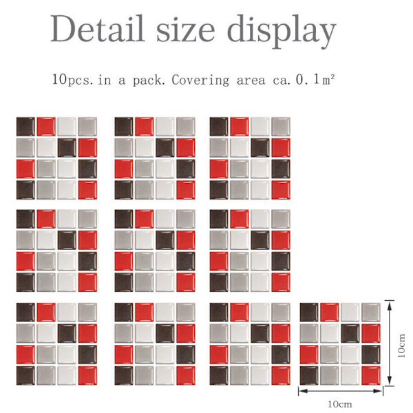 90-pack DIY Mosaikplattor Väggdekal Vattentät Heminredning E 90PCS