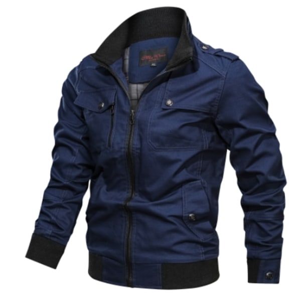 Lättvikts Zip Up Jacka för Män, Bomullsjacka, Casual, Arbetskläder, Golfkläder Blue 4XL