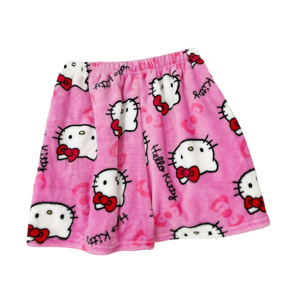 Flanellpyjamas Svart Dam Varm Ull Cartoon Casual Hembyxor Höst Vinter Mode Hemkläder, Shorts Pink XL