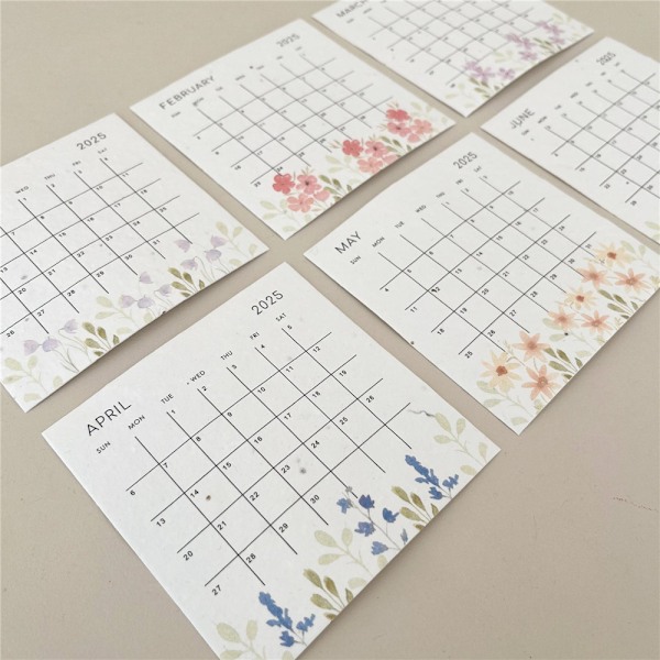 Plantbar Kalender 2025, fra januar 2025 til december 2025, Grøn Kalenderplanlægger med Plantbare Planter, Planlægning og Organisering