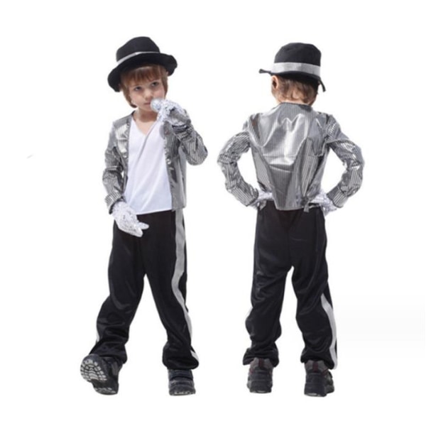 Barn Pojkar Michael Jackson Kostym Performance Cosplay Fancy Dress Party Outfit L