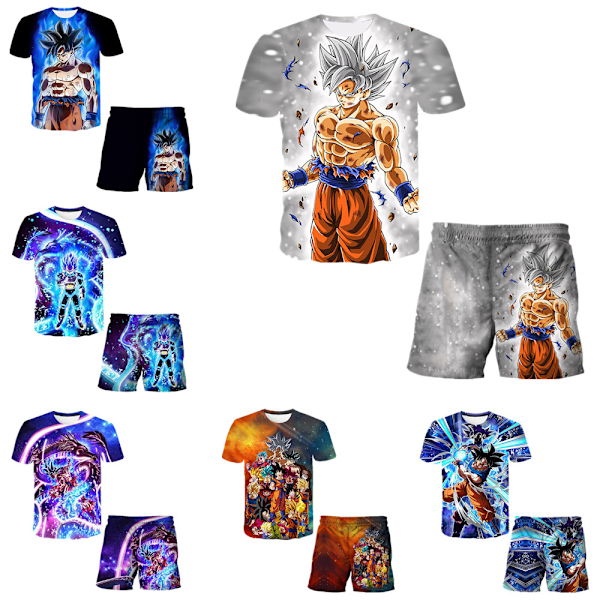 Dragon Ball Barn Pojkar Nattkläder Kortärmad T-shirts Toppar Shorts Sommar Outfit Sovkläder Pyjamas Set #4 110cm