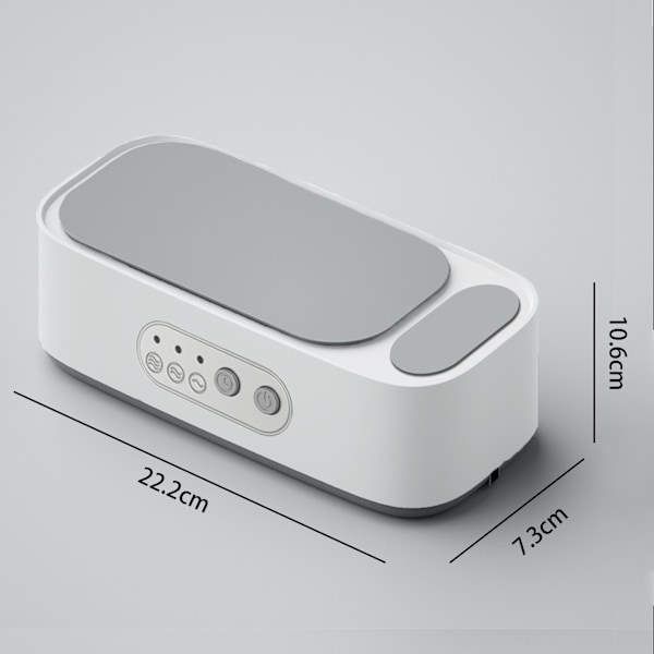 [Udsalg] 3-Mode Dobbelt Kammer Brillerensningsmaskine m. højfrekvent vibration, 15w & USB genopladelig bærbar smykkerensningsmaskine Silver Grey