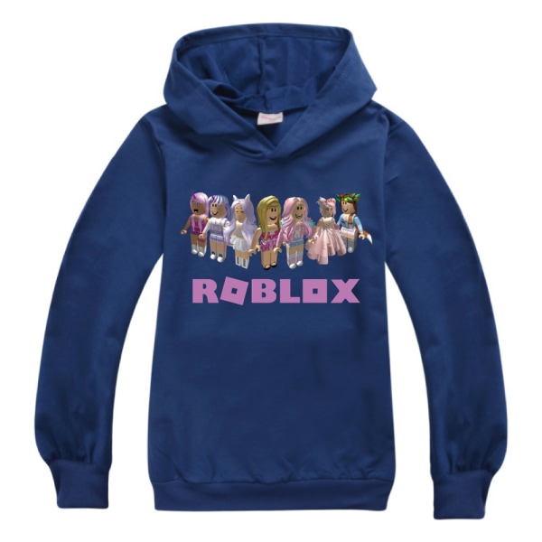 Barn ROBLOX Tryckt Lös Huvtröja Tröja Topp Ålder 9-14 år Navy blue 160cm