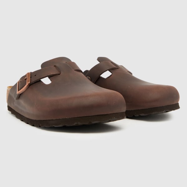 Birkenstock Boston Mjuka Fotbäddar Tofflor Unisex Slip On Vardagsskor Brown 41