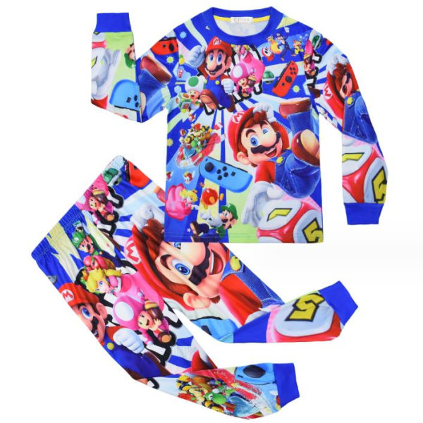 Super Mario Bros. Pyjamas Set för Barn Långärmad Byxor Sovkläder C 110cm