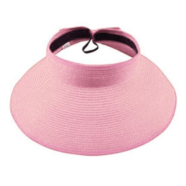 Kvinnors Roll Up Bred Bow Hat Cap Vikbart justerbart solskydd pink