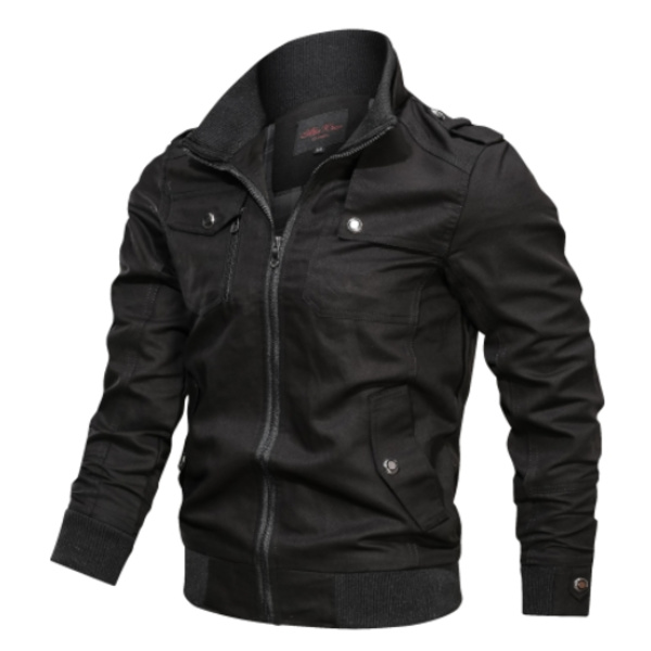 Lättvikts Zip Up Jacka för Män, Bomullsjacka, Casual, Arbetskläder, Golfkläder Black XL