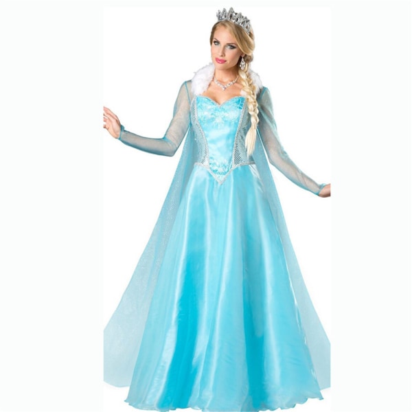 Halloween Karnevalsprincessa Anna Elsa Drottning Klänning Kostym Frozen Drottning Cosplay Maskerad Fe Klänning För Kvinnor Elsa L