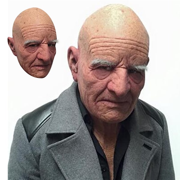Realistisk mask för äldre, skallig person, latexmask, realistisk mask, Halloween-fest rollspel festdräkt mask