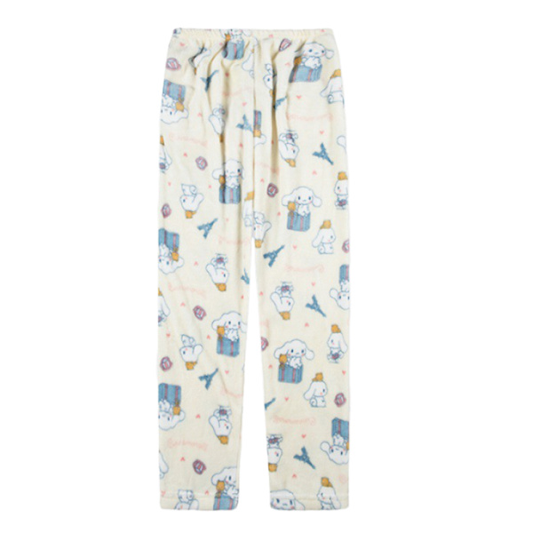Pyjamasbyxor för kvinnor och flickor med tecknade motiv, nattkläder, söta katt- och Spiderman-tryck, sovkläder, loungewear-byxor Beige 2XL