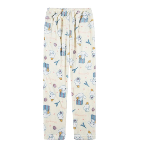 Pyjamasbyxor för kvinnor och flickor med tecknade motiv, nattkläder, söta katt- och Spiderman-tryck, sovkläder, loungewear-byxor Beige M