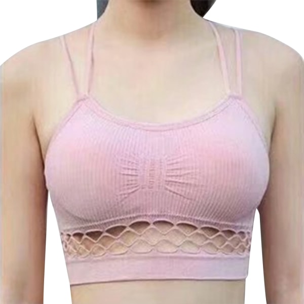 Dam Flickor Sport Yoga Mesh Sling Tube Top Väst Underkläder pink one size