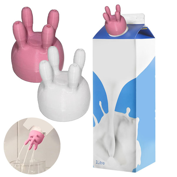Sjov Ko Yver Mælkekarton Hætte, Hældende Mælkeflaske Hætte, Mælkeafleder i Æske Pink