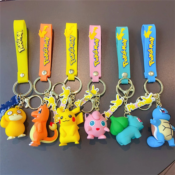 3D Nyckelring Väska Tillbehör Pikachu Squirtle Charmander Psyduck #3