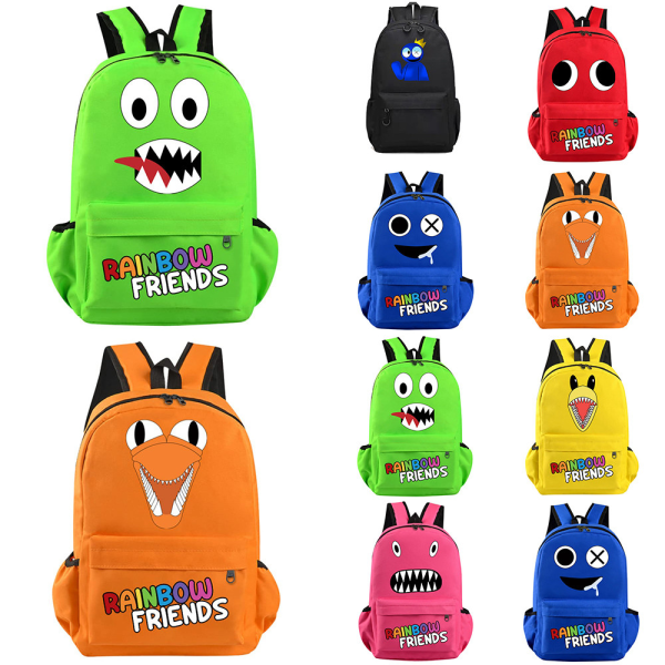 Rainbow Friends Ryggsäckar Barn Skolväska ryggsäck med stor kapacitet green