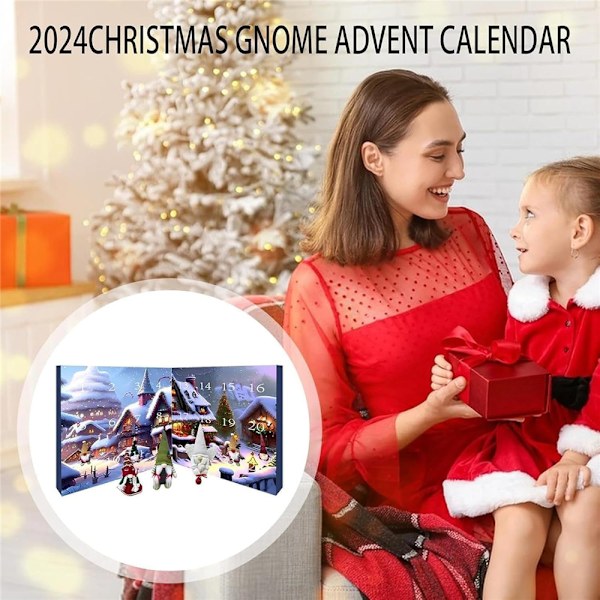 2024 Jule Nisse Adventskalender 24 Dage Jule Nedtællingskalender med Samlerobjekt Nisse Dukker til Børnegaver