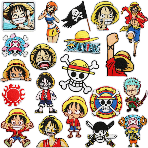20 st Anime ONE PIECE Applikationer Sy På Stryk På Broderade Märken för Kläder 20PCS