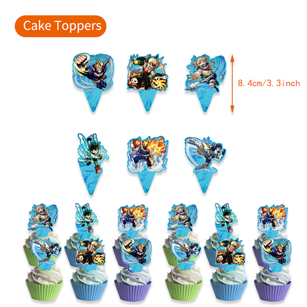 My Hero Academia Grattis på födelsedagen Dekorationer Banner Ballonger Tårta Topper Kit DIY