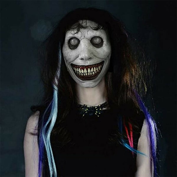 Halloween Skräck Cos Exorcist Smile Vitt ansikte White Eye Mask white