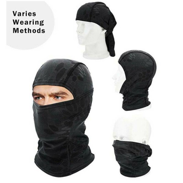 Taktisk kamuflasje jaktmaske hodeskjerf Airsoft-hatt Python pattern police black