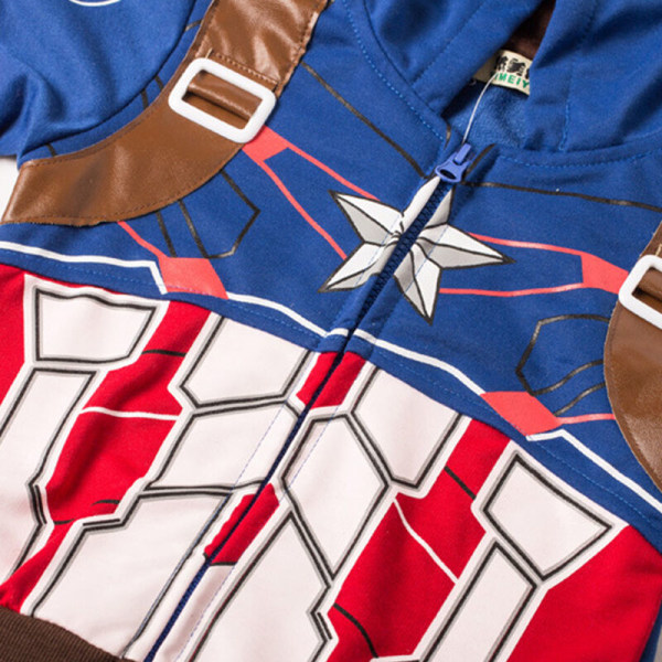 Kid Super Hero Kostymer Vinter Hoodie Sweatshirt Outfits Kläder Captain America 120
