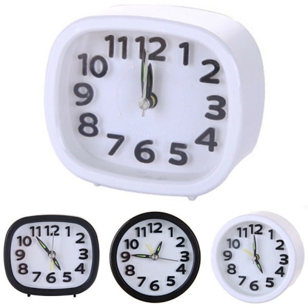 Kvadratiska/Runda Batteridrivna Snooze Elektroniska Väckarklockor Round Black