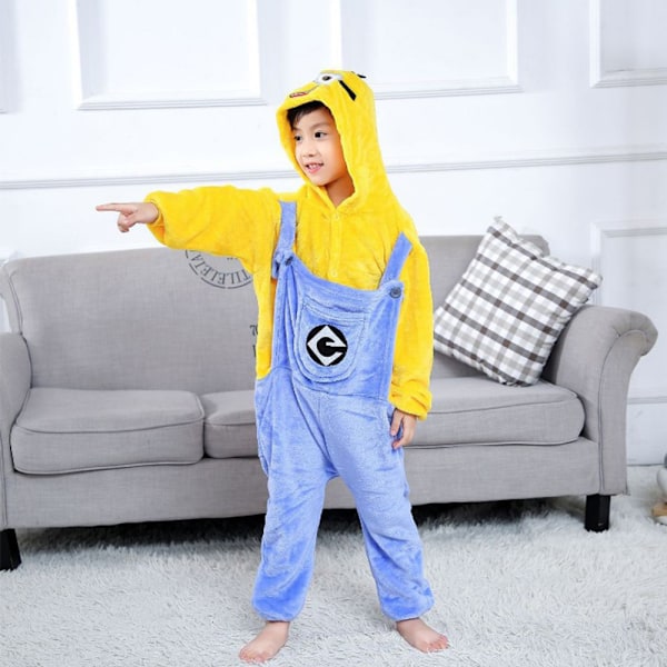 Minion-dräkt barn unisex pyjamas fest cosplay-dräkt one piece 120cm